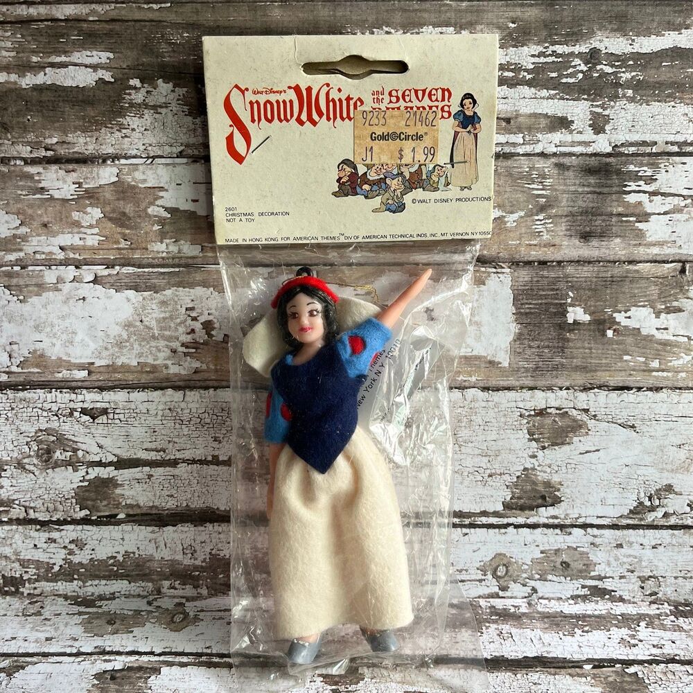 Vintage Snow White Flocked Christmas Ornament Walt Disney Productions